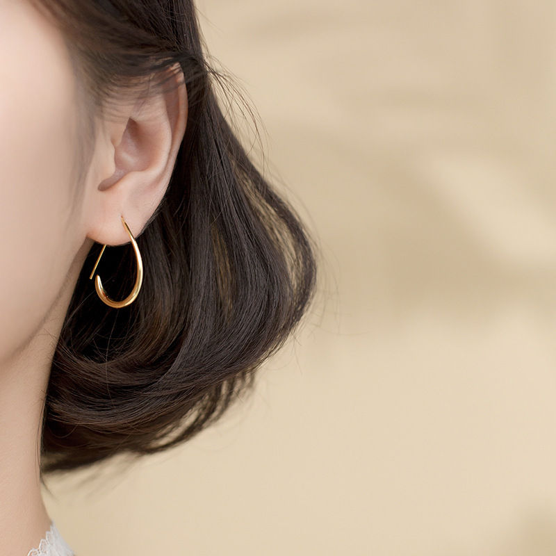Thumbnail: Nalan S925 Silver Hollow Water Drop Design Earrings