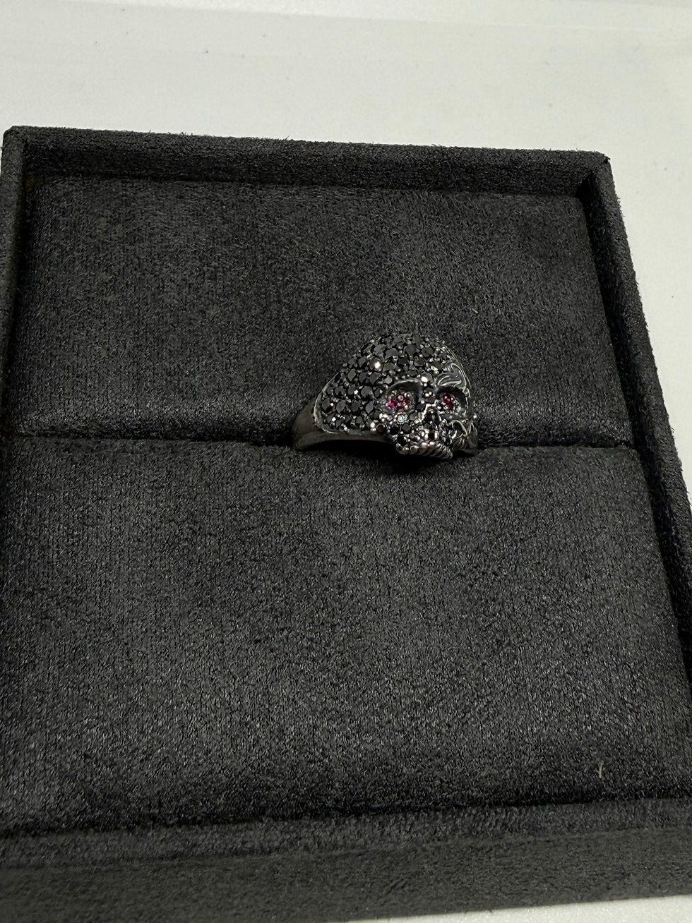 Thumbnail: David Yurman Waves Skull ring with Rubys and black diamonds 