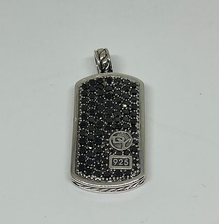 David Yurman Dog tag pendent with black Diamonds