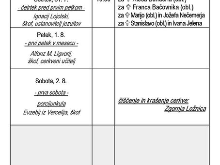 Oznanila od 27. julija do 3. avgusta 2025 (Šentilj)