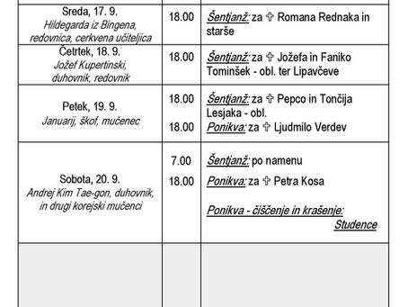 Oznanila od 14. do 21. septembra 2025 (Gornja Ponikva)