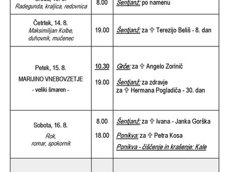 Oznanila od 10. do 17. avgusta 2025 (Šentjanž)