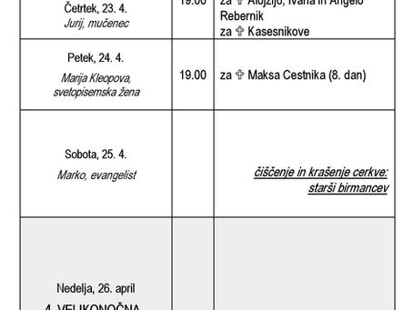 Oznanila od 19. do 26. aprila 2026 (Šentilj)