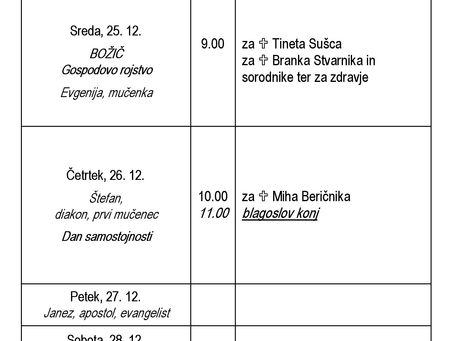 Oznanila od 22. do 29. decembra 2024 (Šentilj)
