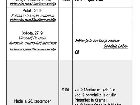 Oznanila od 21. do 28. septembra 2025 (Šentilj)