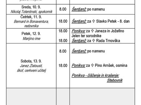 Oznanila od 7. do 14. septembra 2025 (Gornja Ponikva)