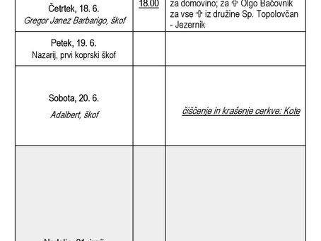 Oznanila od 14. do 21. junija 2026 (Šentilj)