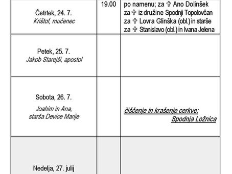 Oznanila od 20. do 27. julija 2025 (Šentilj)