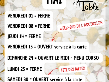 OUVERTURE MOIS DE MAI