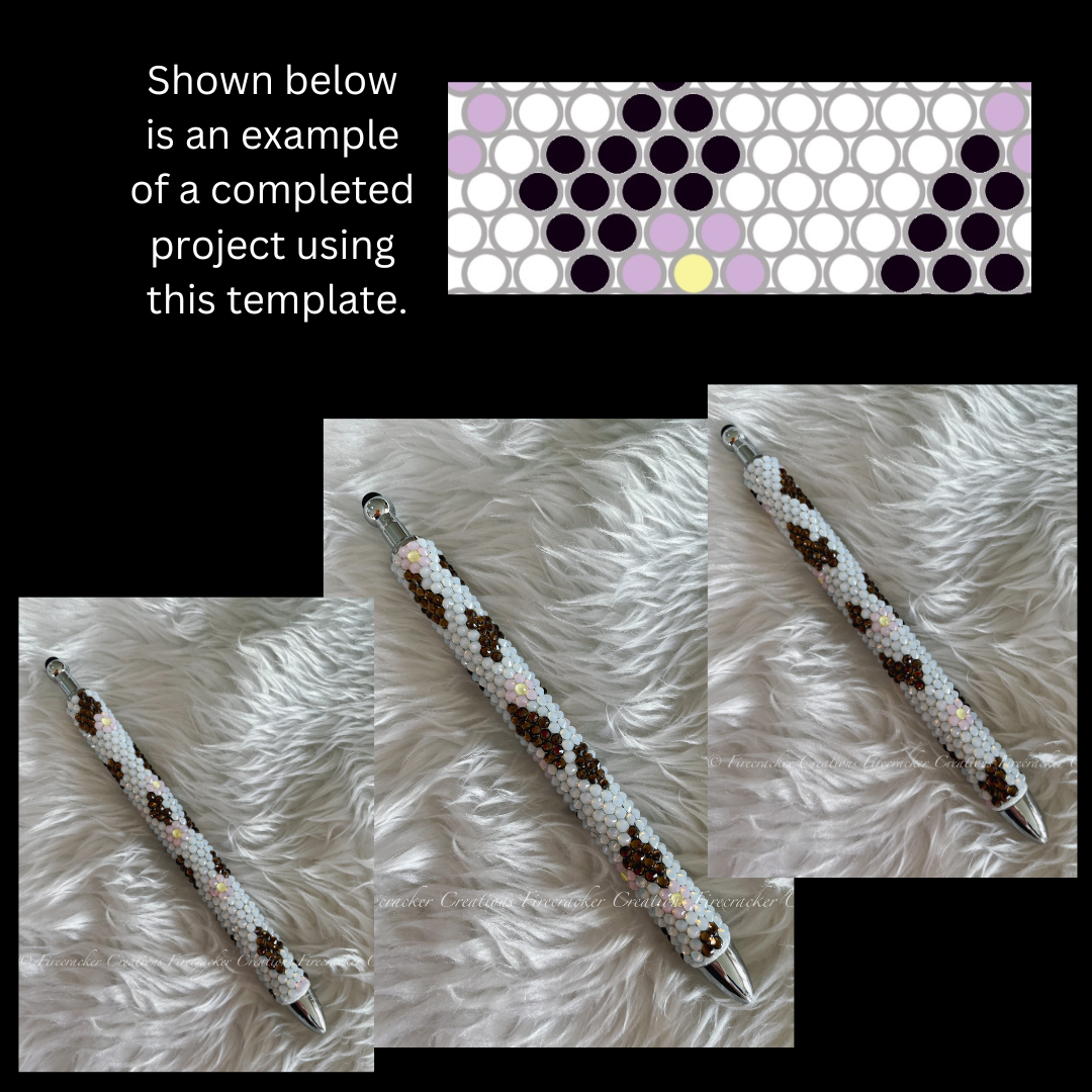 SS10 Rhinestone Pen Template - Cow Print and Flowers