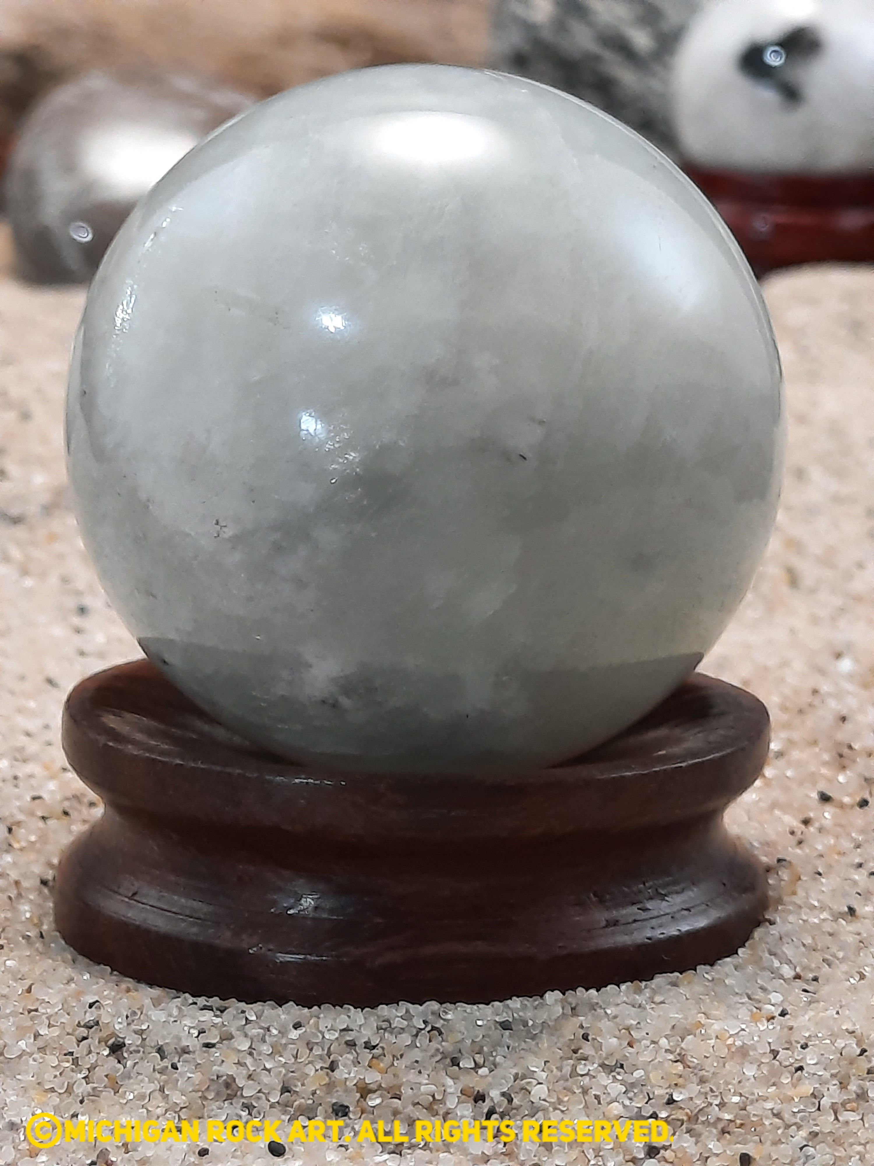 Gray Moonstone Sphere with Stand 37 mm