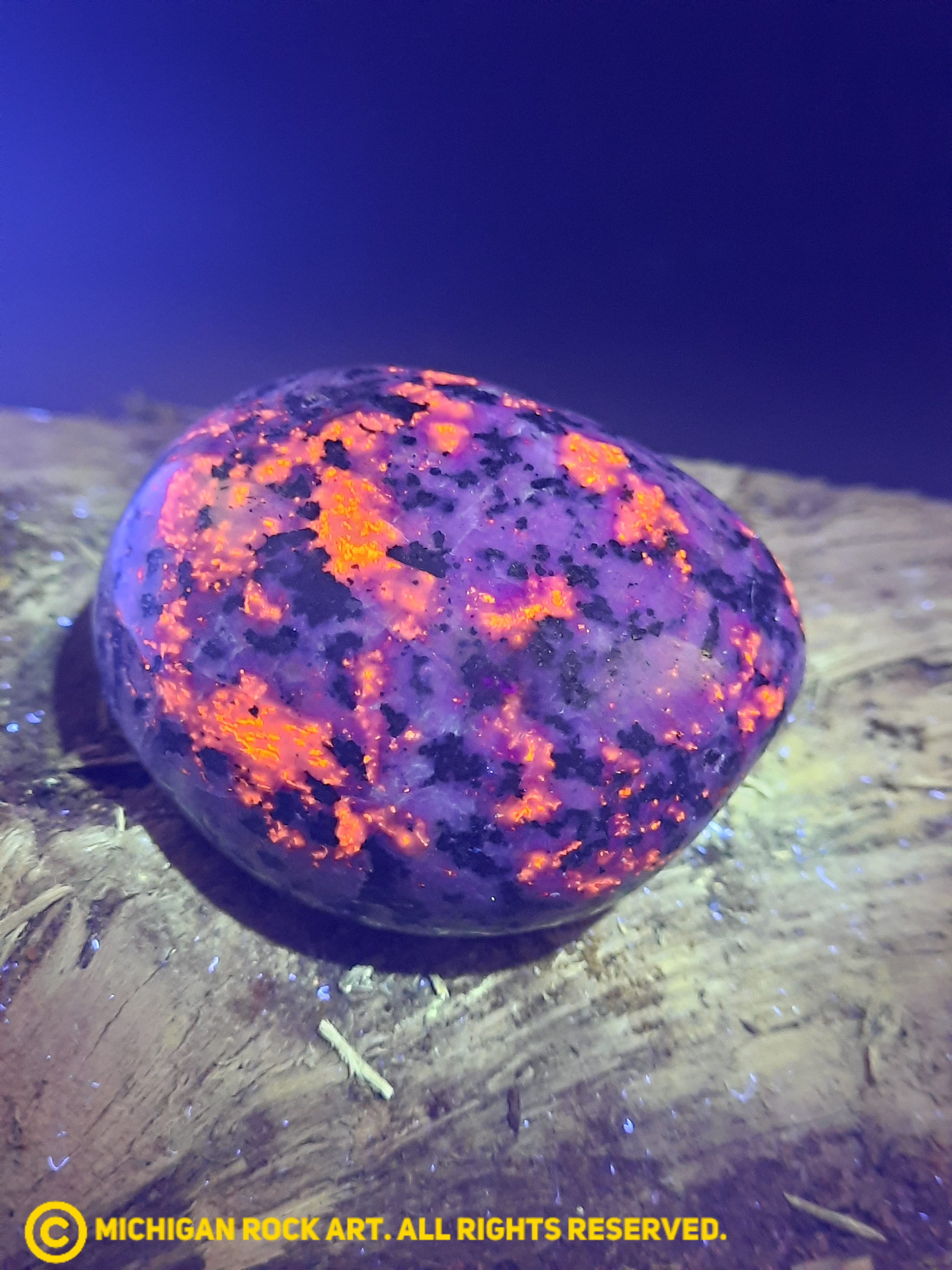 Michigan Polished Emberlite Sodalite Fluorescent Bearing Syenite Palm St