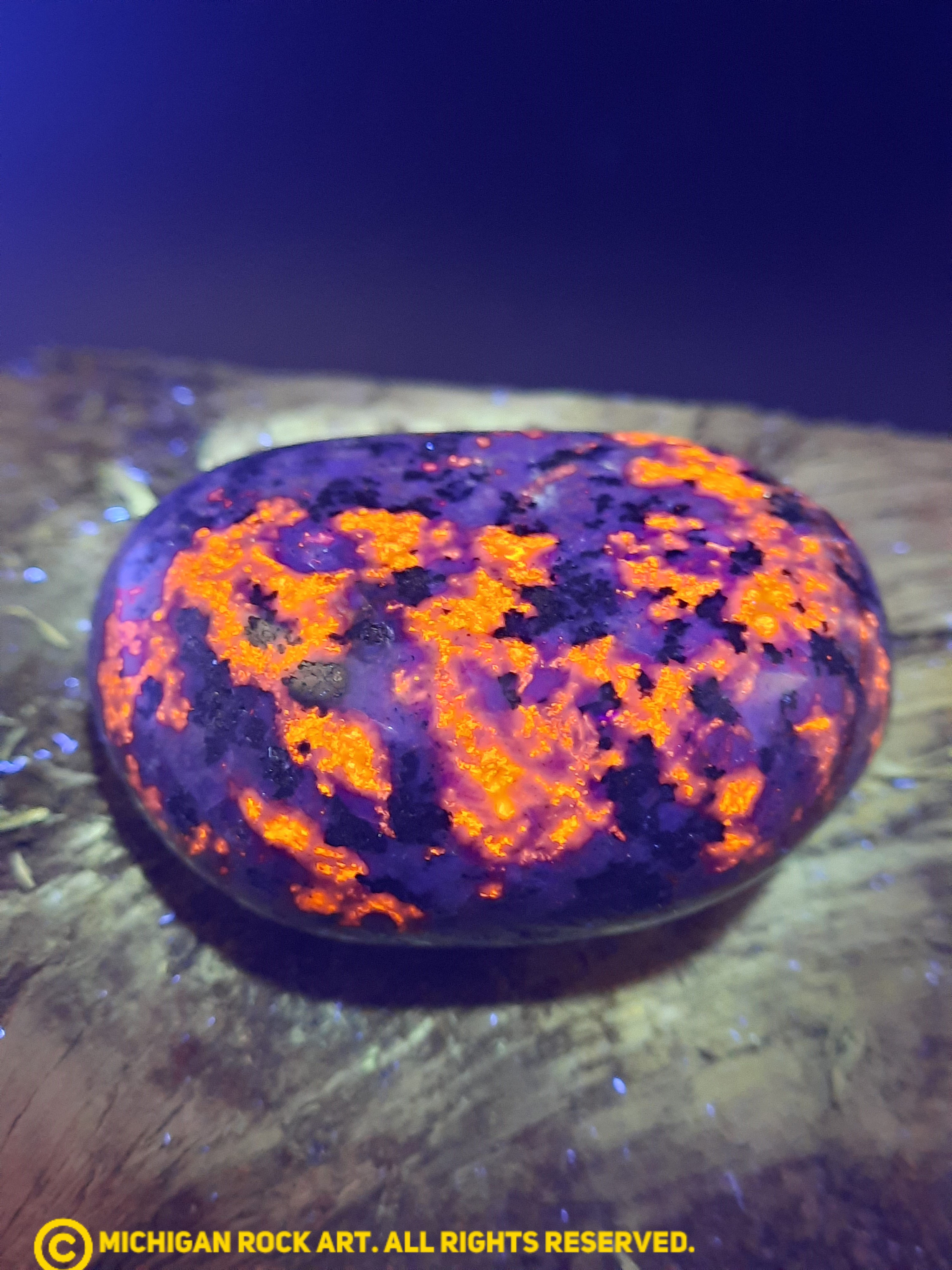 Michigan Polished Emberlite Sodalite Fluorescent Bearing Syenite Palm St