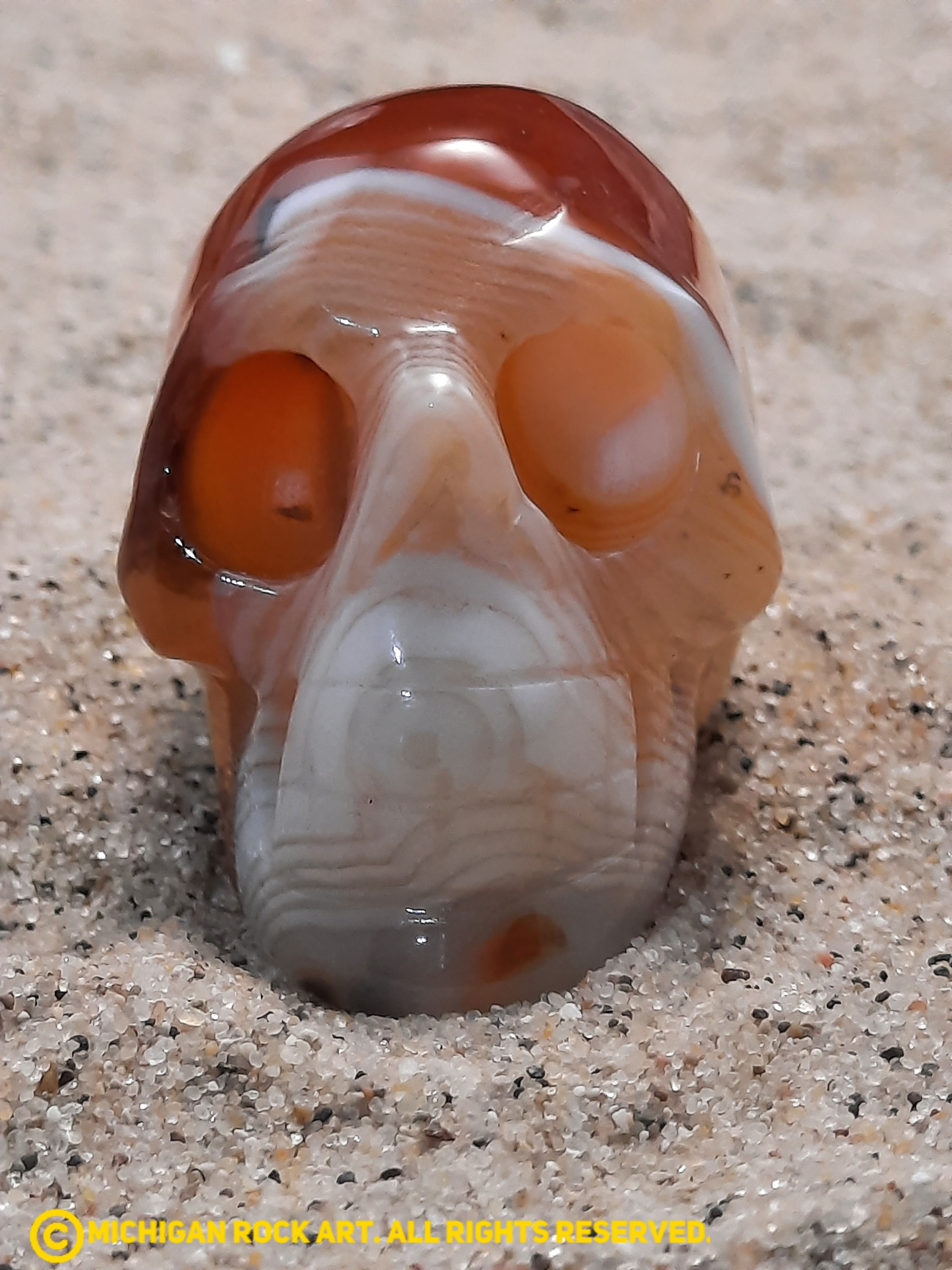 Banded Carnelian Hand Carved Skull