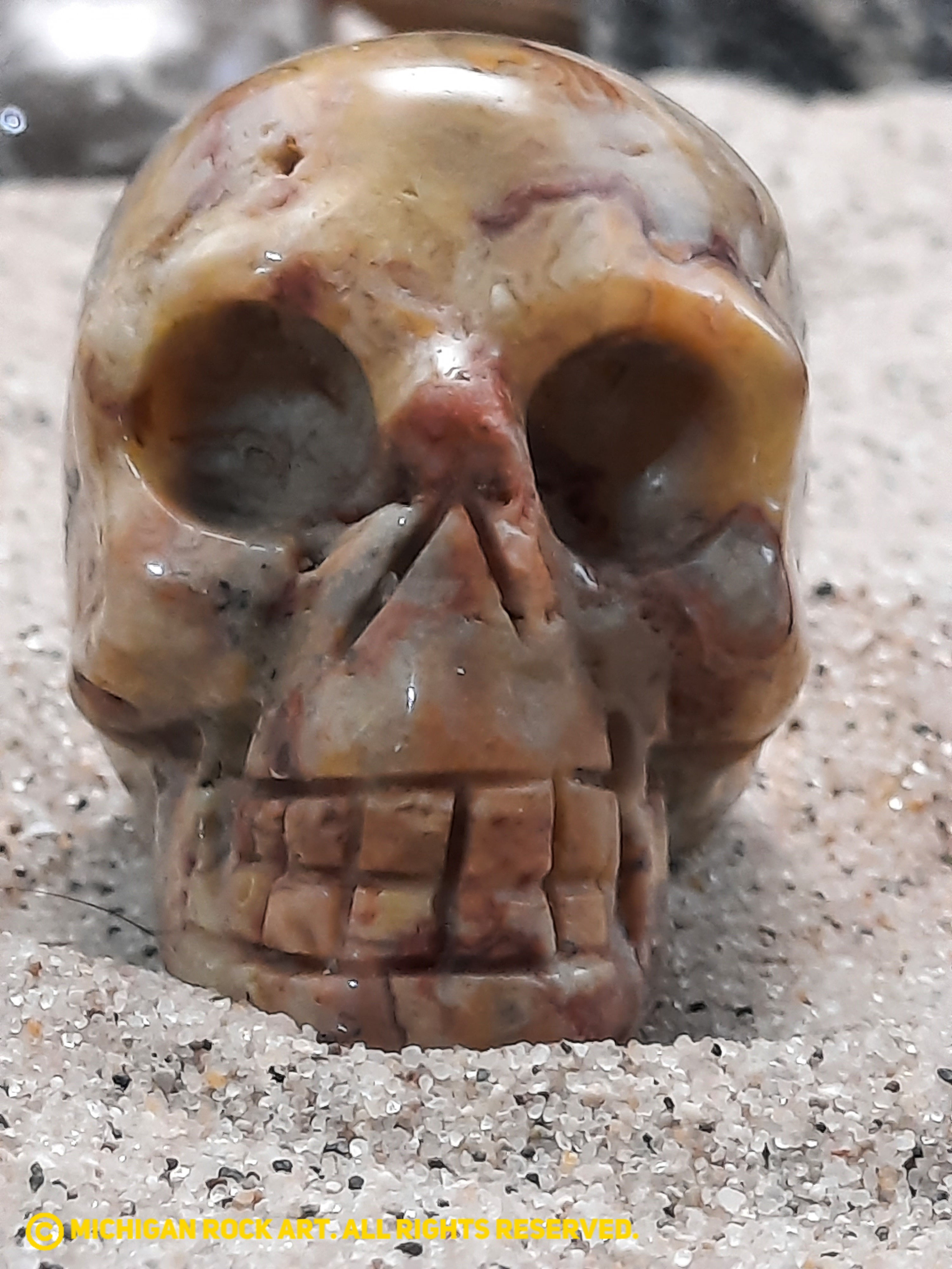 Crazy Lace Hand Carved Skull