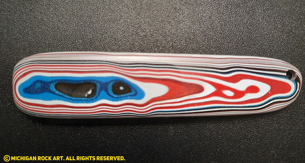 Thumbnail: Kenworth Fordite Cabochon (Drilled, High Gloss Polish Finish on 2 Sides)