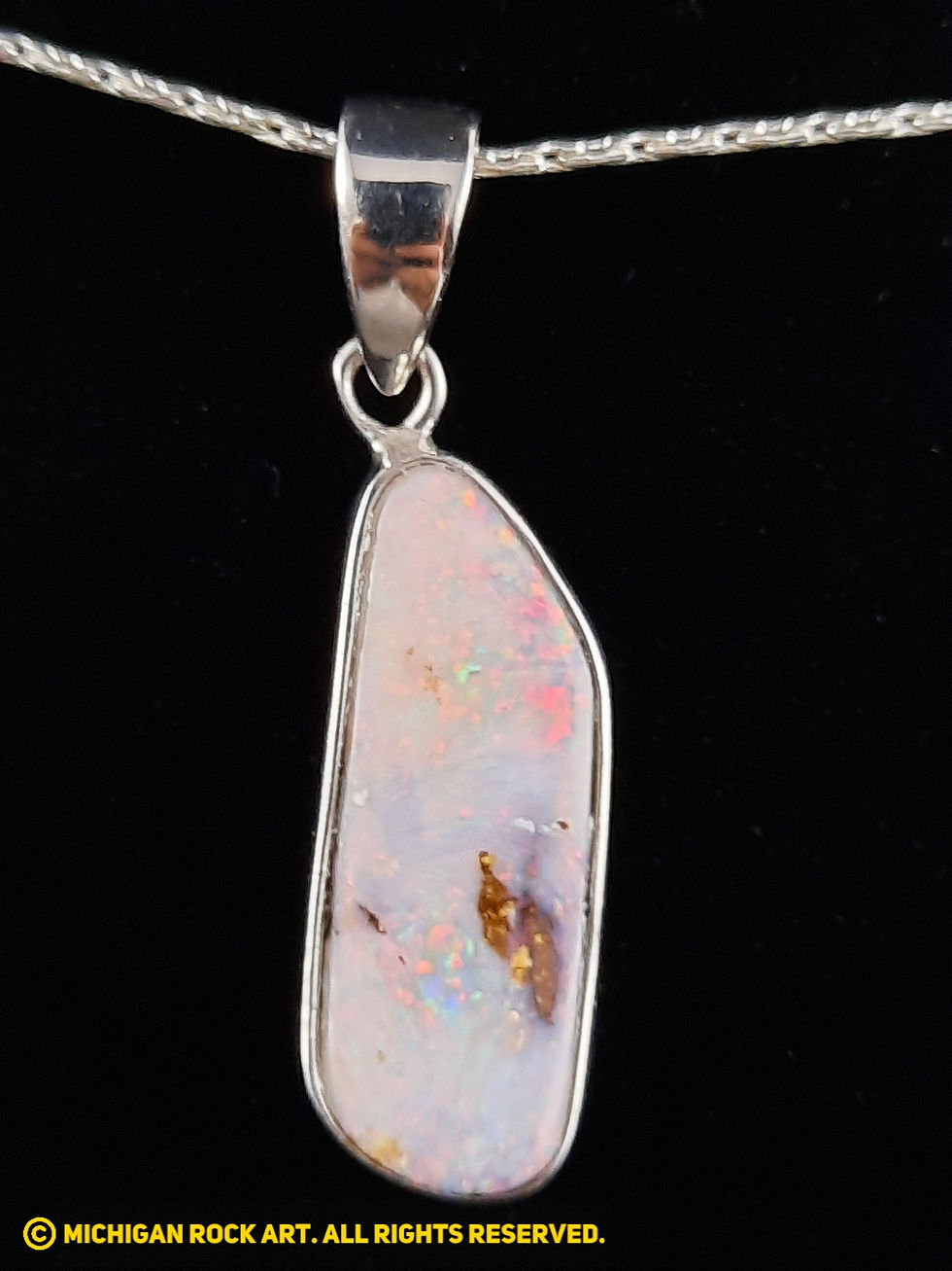 Queensland, Australia Boulder Opal Crystal Pendant in Silver