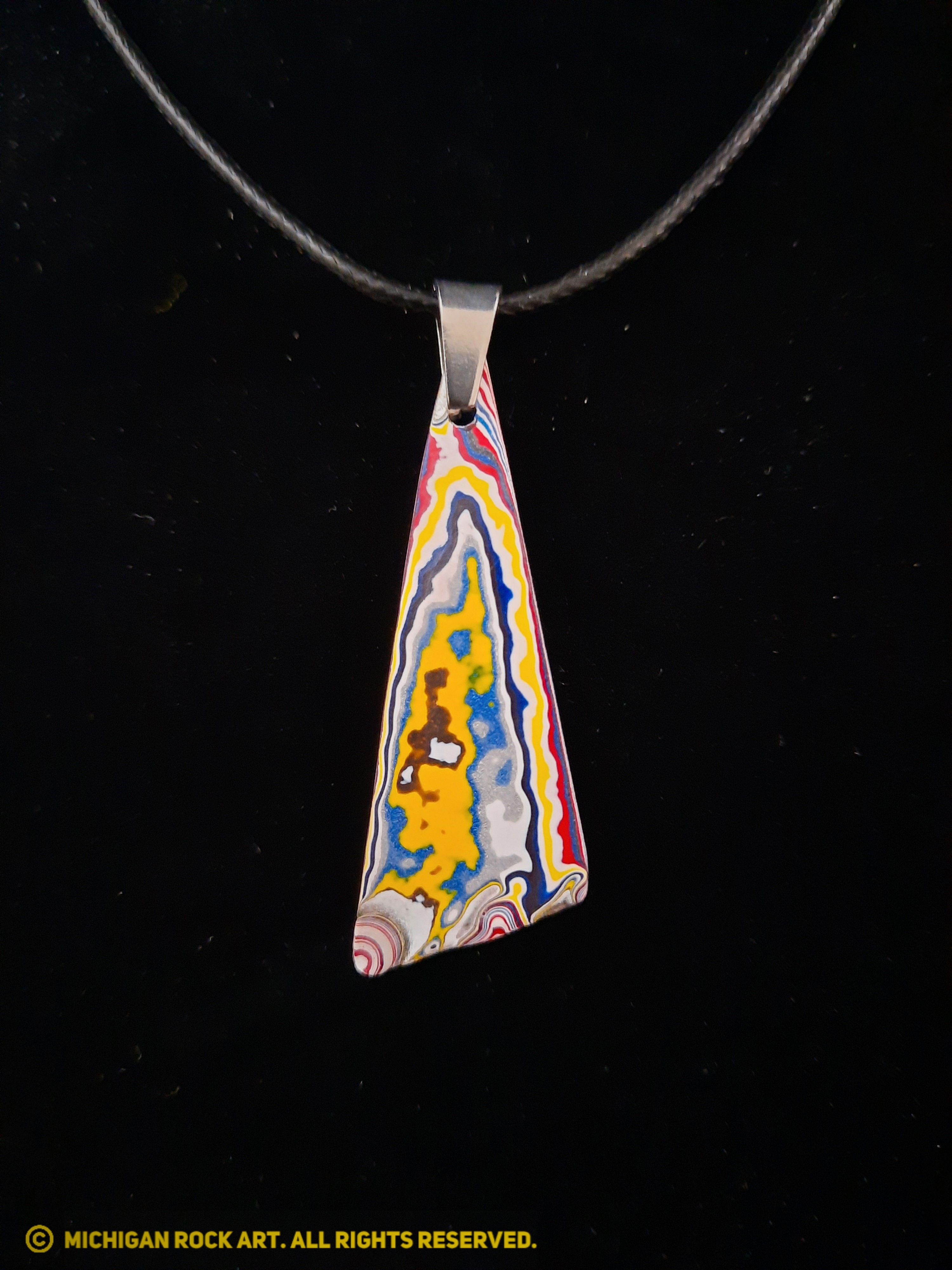 Kenworth Fordite Pendant w/20 in. Adjustable Cord (2 Sided Sanded and Polished)