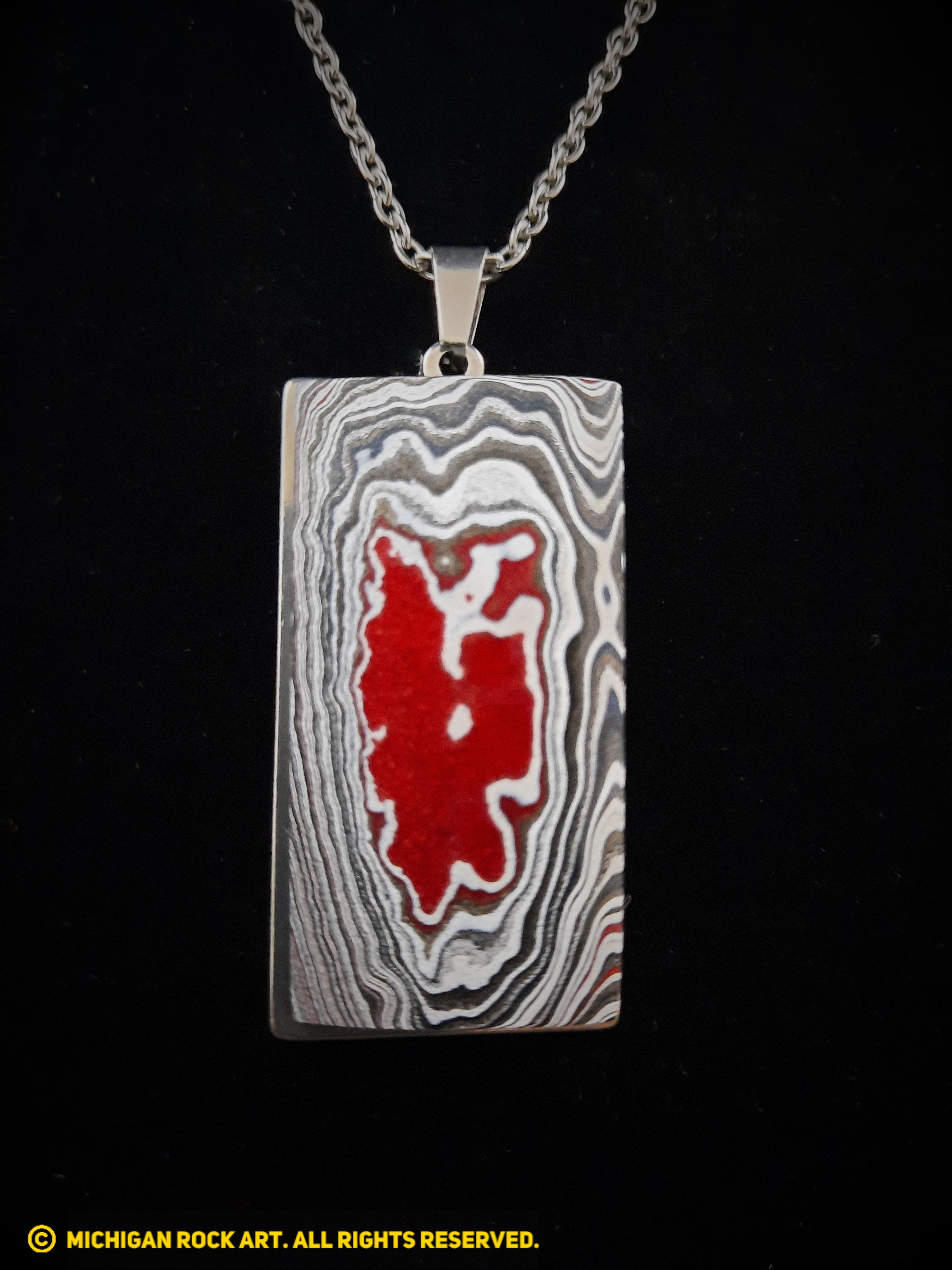 Corvette Fordite Metallic Pendant w/20 in. Chain (Sanded and Polished)