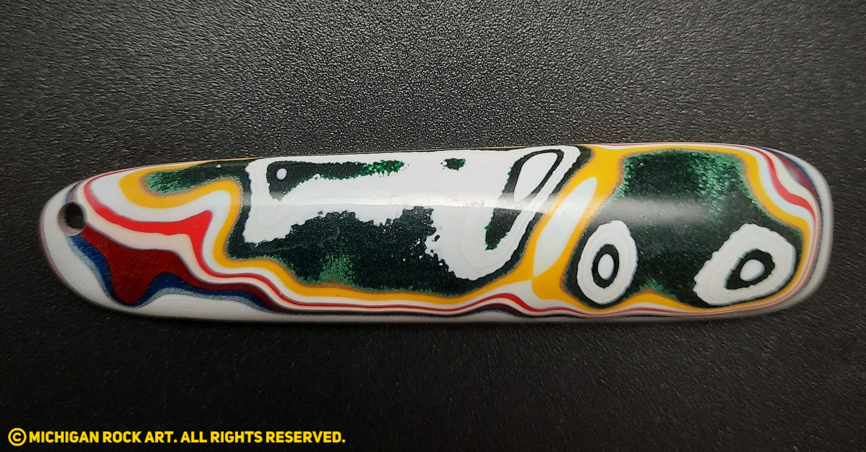 Kenworth Fordite Cabochon (Drilled, High Gloss Polish Finish on 2 Sides)