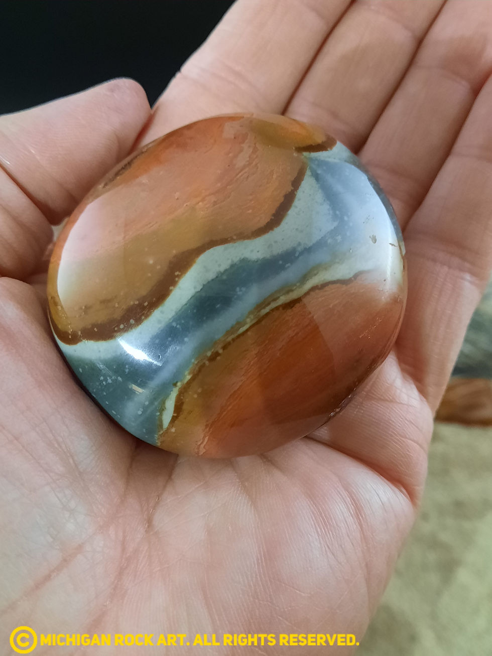 Thumbnail: Madagascar Polychrome Jasper Palm Stone