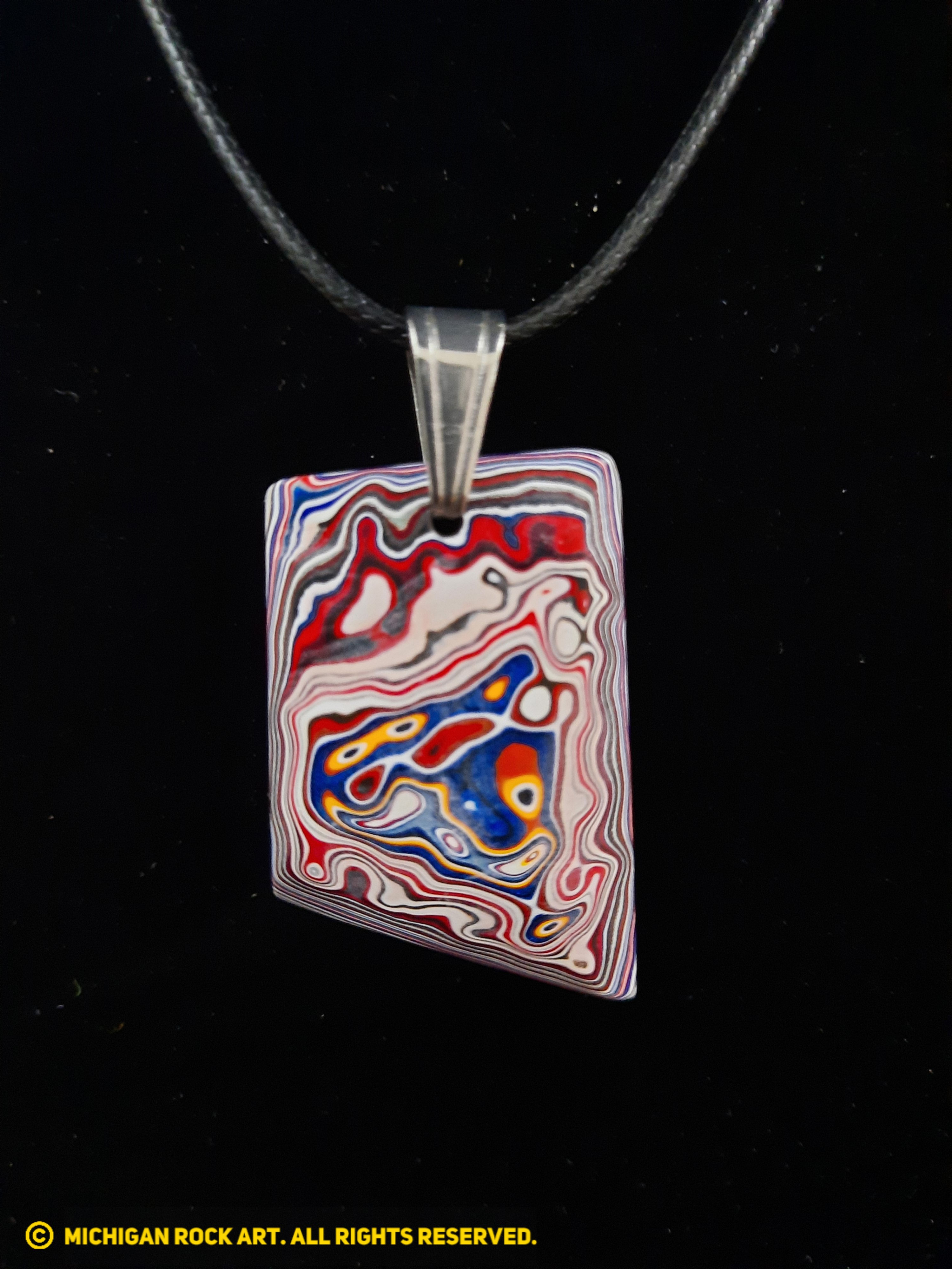 Kenworth Fordite Pendant w/20 in. Adjustable Cord (2 Sided Sanded and Polished)