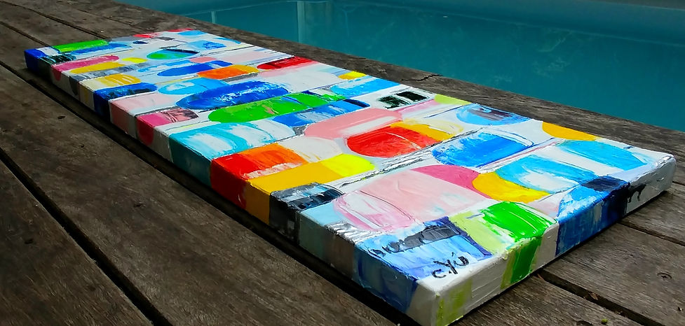 peintur marine, flotteurs de l'île de Ré, toile multicolore, peinture mer colorée moderne