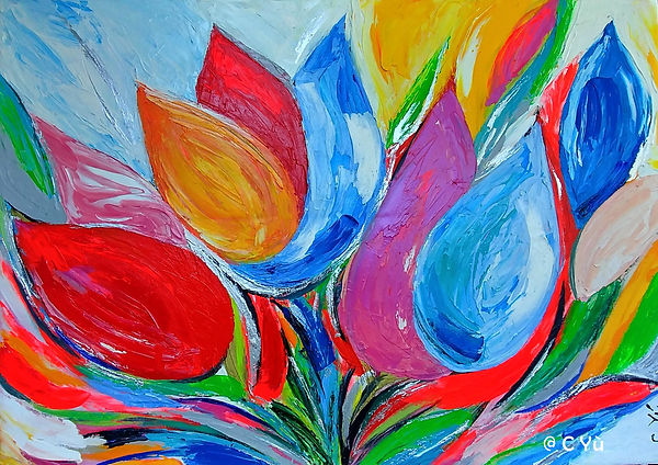 bouquet tuplipes cyu, bordeaux, fleurs, tableau coloré