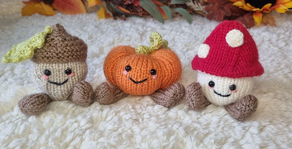 Thumbnail: Bountiful Harvest Buddies Knitting Pattern PDF