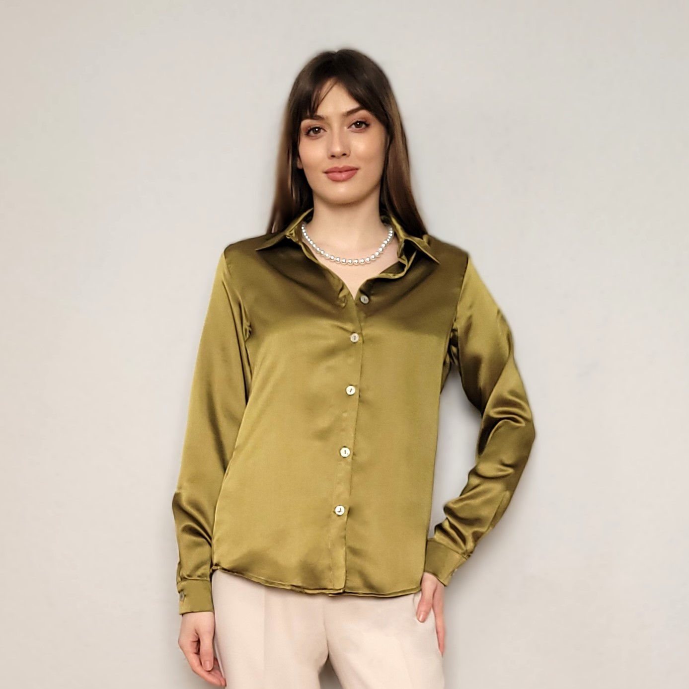 DAILY - YEŞİL SATEN GÖMLEK