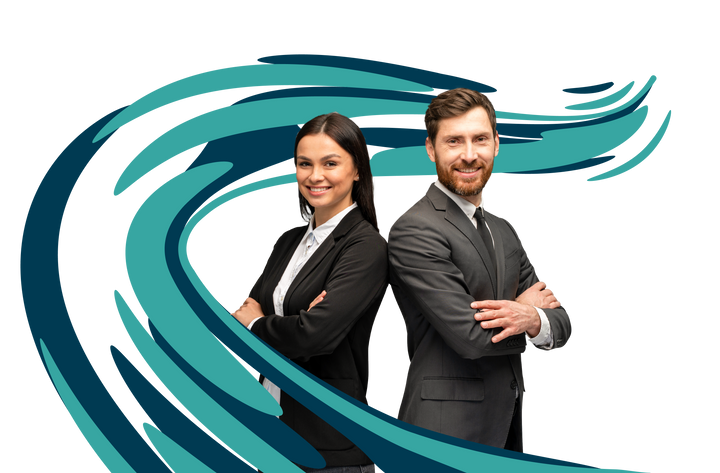 2 confident employees wear formal suits