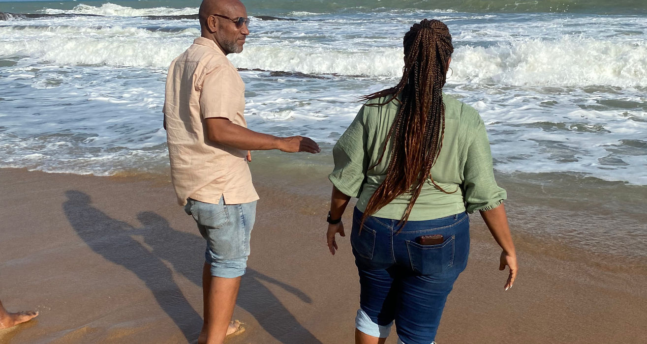 Couple enjoying ocean beach