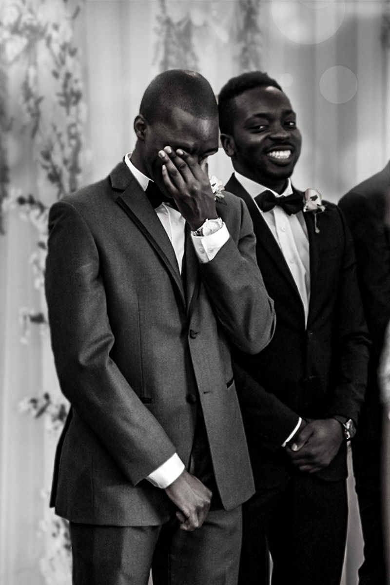 Emotional moment when groom sees his bride.