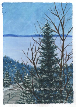 En haut des côtes est une oeuvre de l'artiste peintre Isabelle Bouchard IB de Québec à Charlevoix