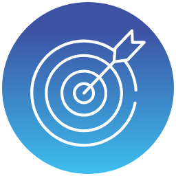 White target icon with arrow on a blue background. Voidstack Technologi.