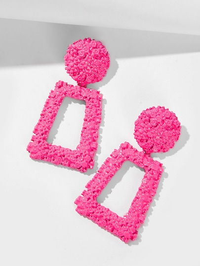Thumbnail: Hot Pink Rectangle Earrings