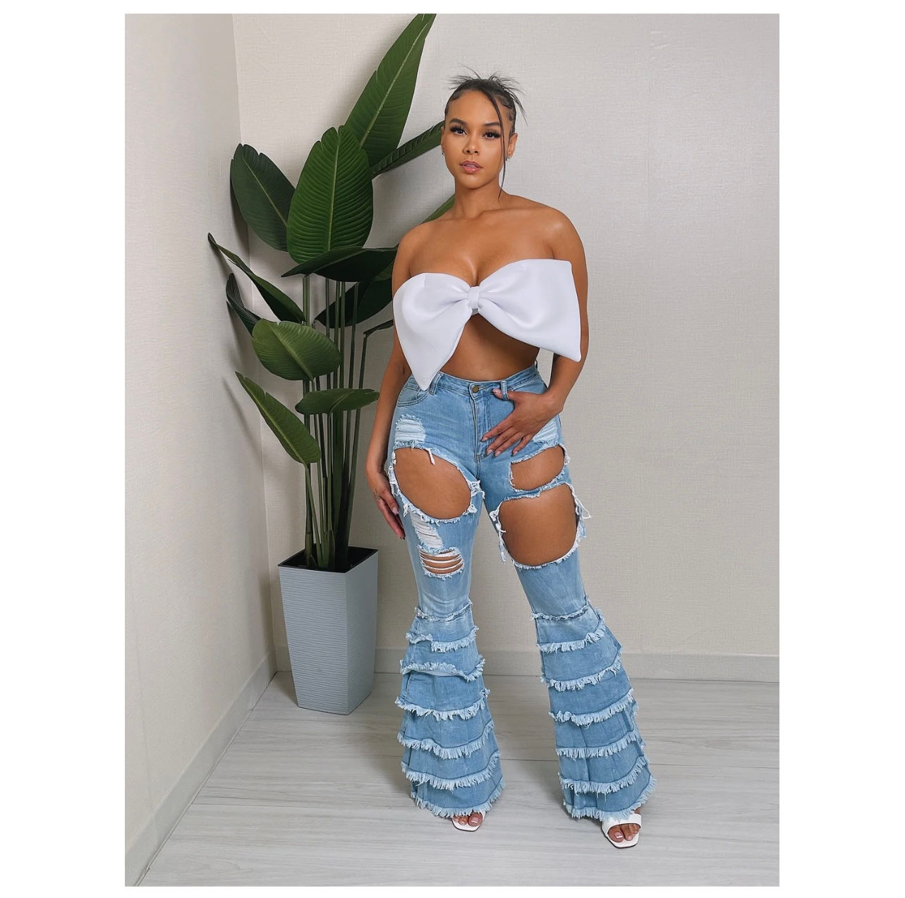  Bell Bottoms Distressed Jeans