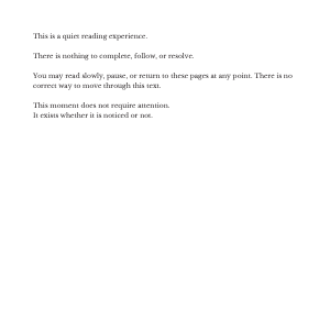 Experience introduction page explaining the Still Moments reading experience.