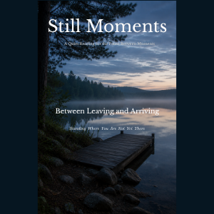 Still Moments cover featuring a quiet lakeside dock at dusk surrounded by forest and calm water.