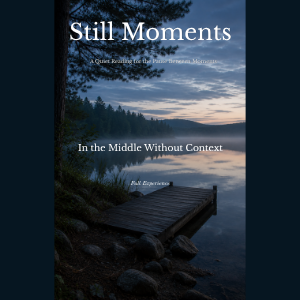 Still Moments cover featuring a quiet lakeside dock at dusk surrounded by forest and calm water.