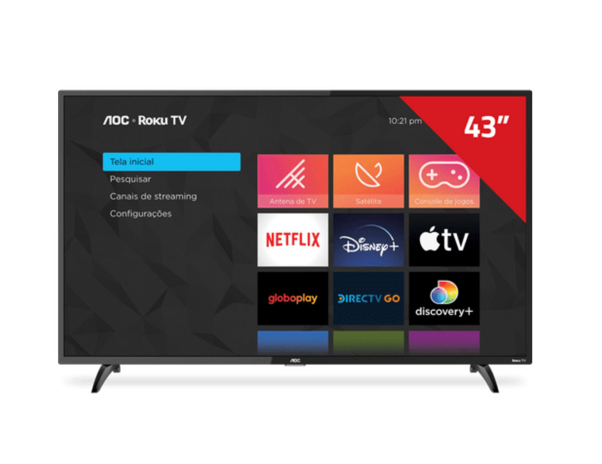SMART TV 43" FULL HD AOC ROKU TV SÉRIE 5195