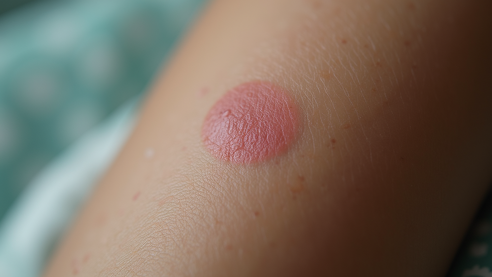 Eye-level view of a healed scar with natural skin tone