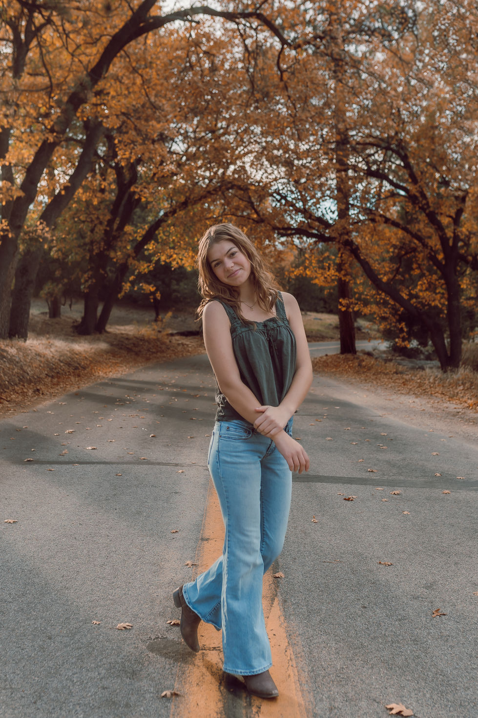 outdoor fall senior photos in big bear redlands area