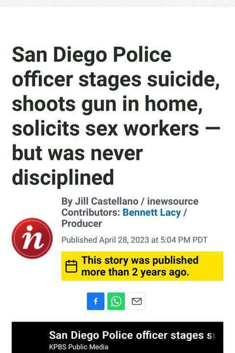 San Diego Police officer stages suicide, solicits sex workers, no discipline