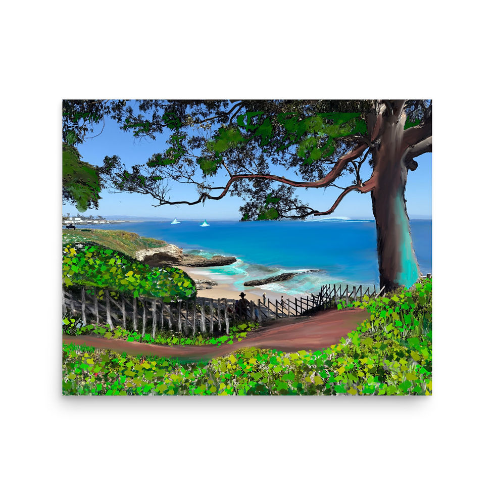 Thumbnail: Coastal Overlook coastal wall art, photo-based digital painting of an ocean overlook along the California coast