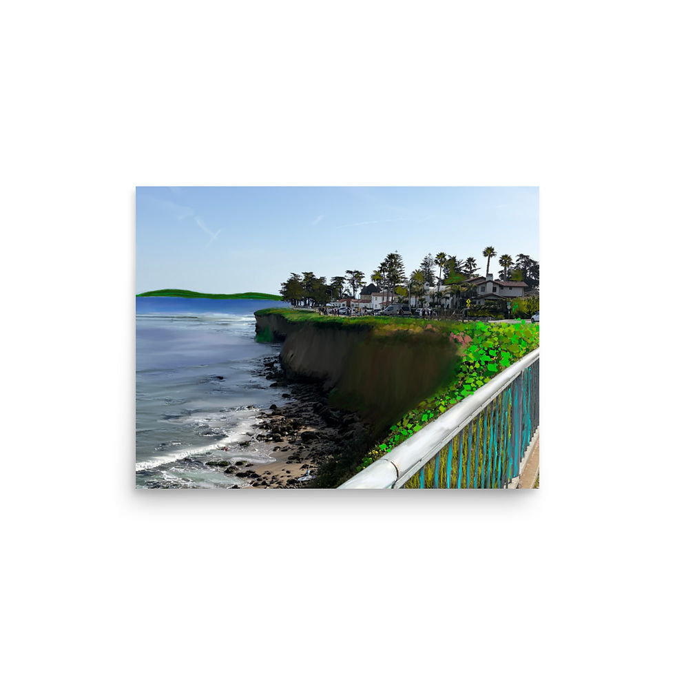 Thumbnail: Santa Cruz coastal wall art showing West Cliff Drive cliffside view with ocean waves and green foliage