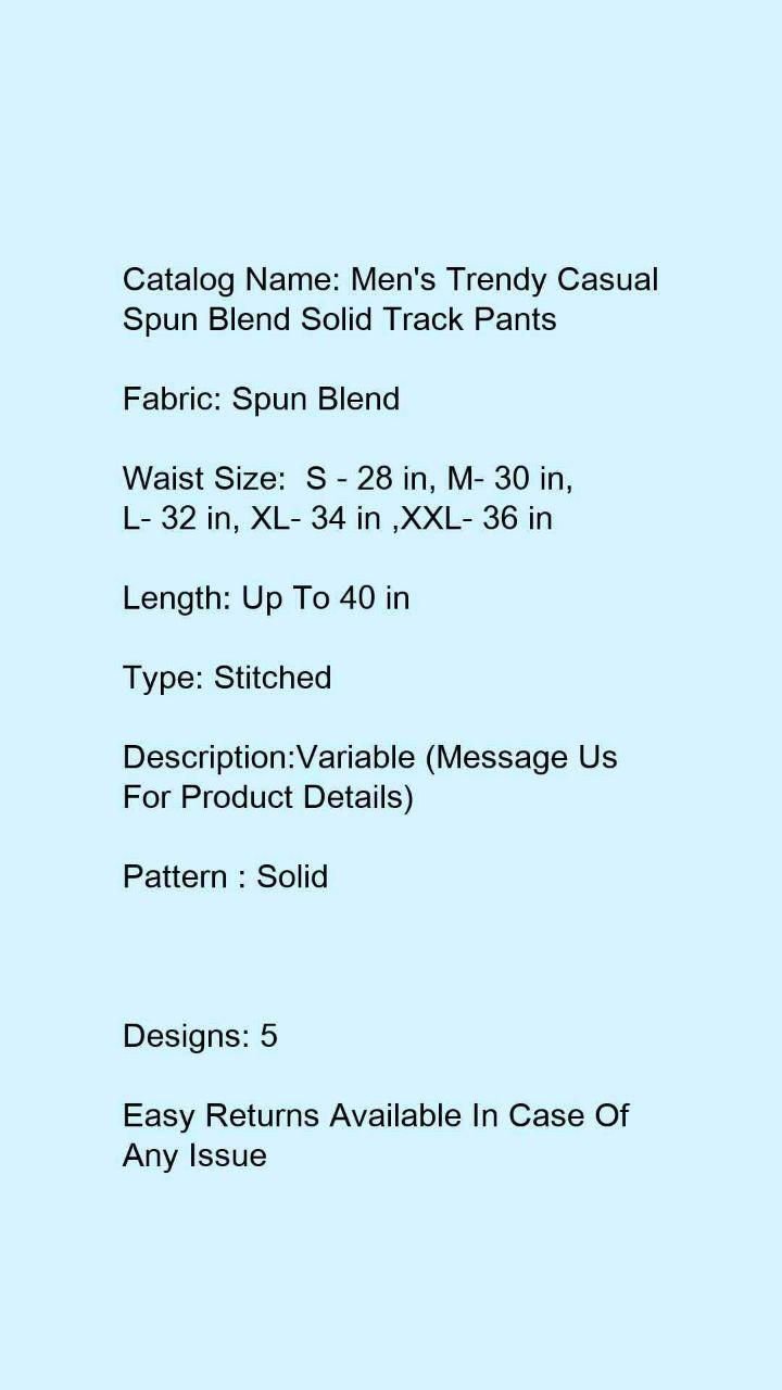 Thumbnail: Men's Trendy Casual Spun Blend Solid Track Pants