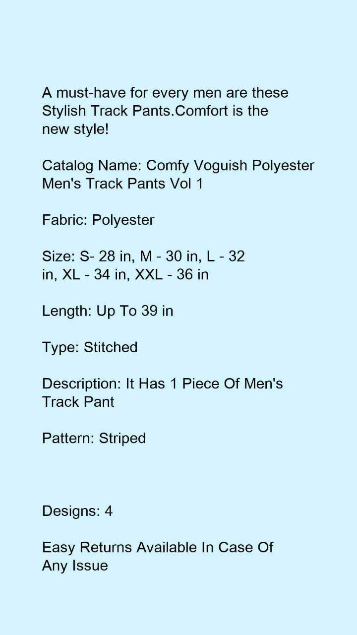 Thumbnail: Comfy Voguish Polyester Mens Track Pants Vol 1