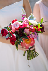 red and pink romantic wedding bouquet