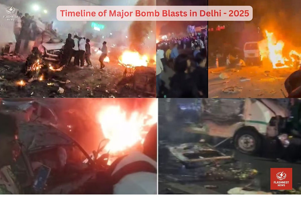 Timeline of Major Bomb Blasts in Delhi Red Fort Blast 2025 💥